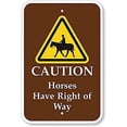 thumbnail image 1 of Warning Sign Caution Horses Have Right of Way Sign Business Sign 12X8 Inches Metal Tin Sign, 1 of 4