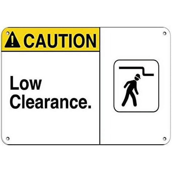 Warning Sign Caution Low Hazard Sign Sign Business Sign 12X8 Inches Aluminum Metal Tin Sign