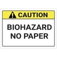 thumbnail image 1 of Warning Sign - Caution No Paper, Rust Free Aluminum Metal Sign, Ink Printing, Durable Outdoor Use for Home, Durable Metal Warning Sign for Garage, Warehouse, Industrial Decor, 12X8 Inch, 1 of 4