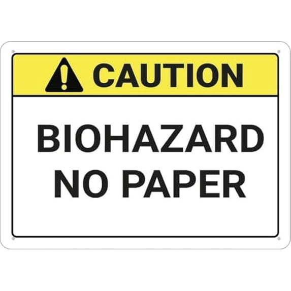 Warning Sign - Caution No Paper, Rust Free Aluminum Metal Sign, Ink Printing, Durable Outdoor Use for Home, Durable Metal Warning Sign for Garage, Warehouse, Industrial Decor, 12X8 Inch