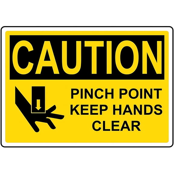 Warning Sign Caution Pinch Point Keep Hands Clear - 8"x12" Aluminum Rust-Proof Security Sign for Machinery Conveyors Industrial Equipment