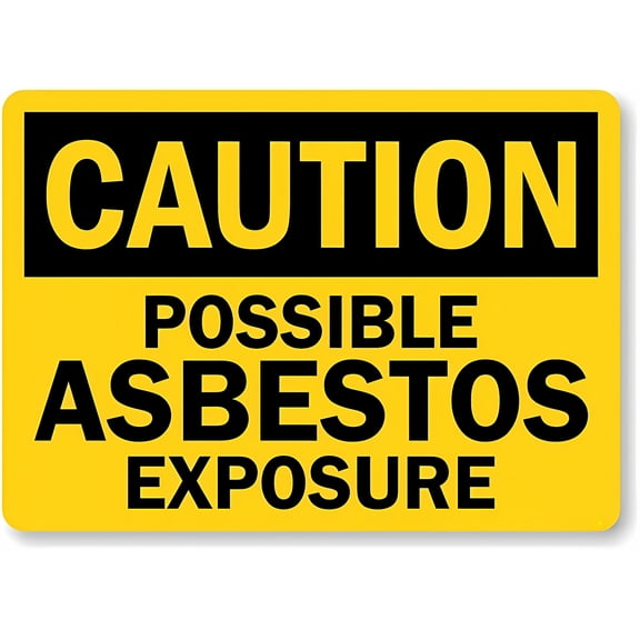 Warning Sign Caution Possible Asbestos Exposure - 8"x12" Metal Alert Sign for Construction Demolition Sites