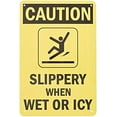 thumbnail image 1 of Warning Sign Caution: Slippery When Wet or ICY, Black on Yellow Sign Business Sign 12X8 Inches Metal Tin Sign, 1 of 4