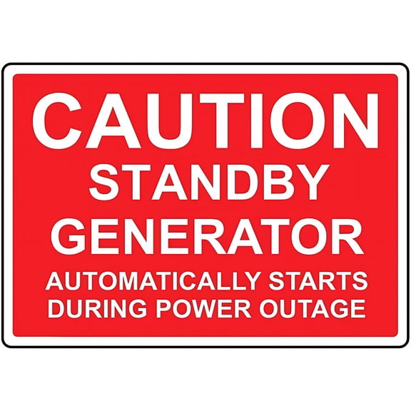Warning Sign Caution Standby Generator Automatically Starts Aluminum Rust-Proof - 12×8 Inches, Electrical Areas Generator Rooms Industrial Sites Decor
