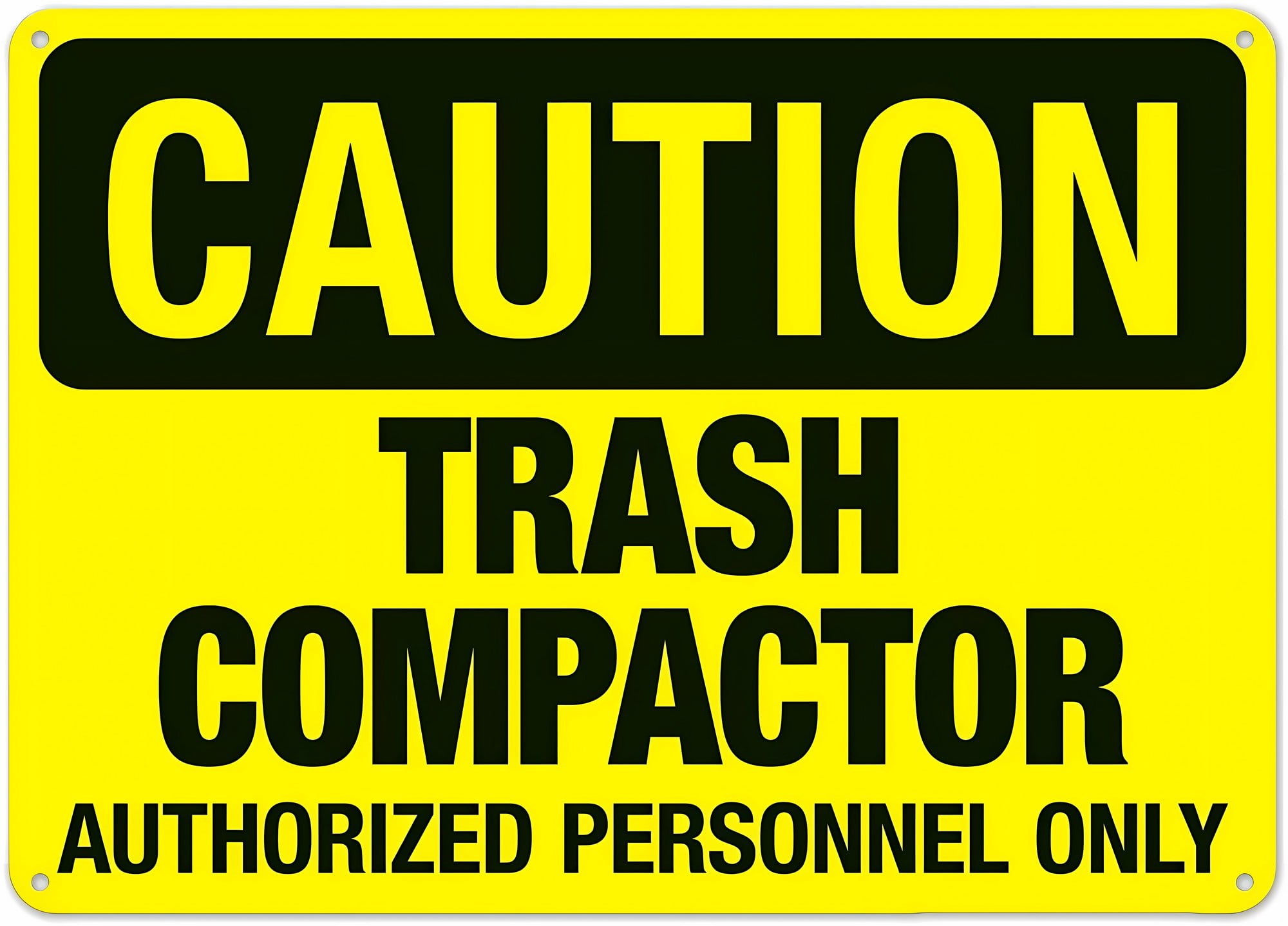 Warning Sign - Caution Trash Compactor, 8