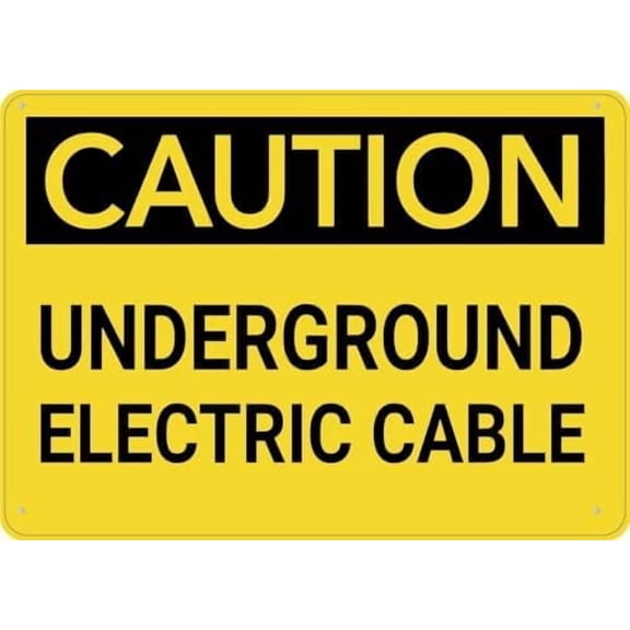 Warning Sign - Caution Underground Electric Cable, Warning Sign for Business, Rust Free Aluminum Printed Sign, Durable for Business Areas with Underground Electric Cables, 12X8 Inch