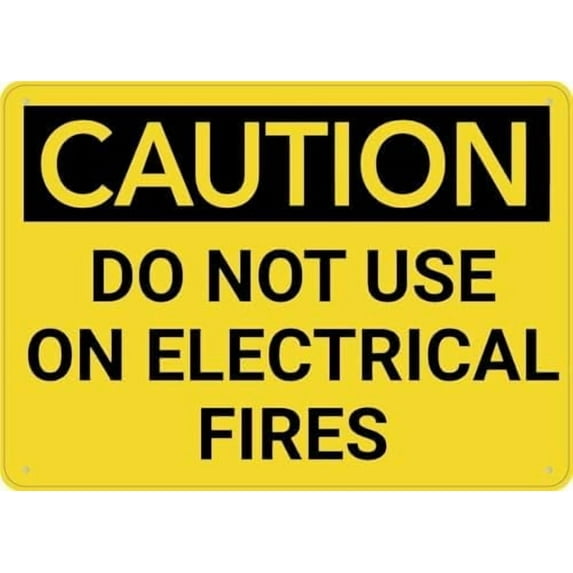 Warning Sign - Caution Do Not Use Electrical Fires, Rustproof Aluminum Metal Sign with Multicolor Design, Durable Metal Warning Sign for Garage, Warehouse, Industrial Decor, 12X8 Inch