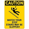 thumbnail image 1 of Warning Sign Caution Watch Your Step Stairs May Be Slippery Hazard Sign Business Sign 12X8 Inches Metal Tin Sign, 1 of 4