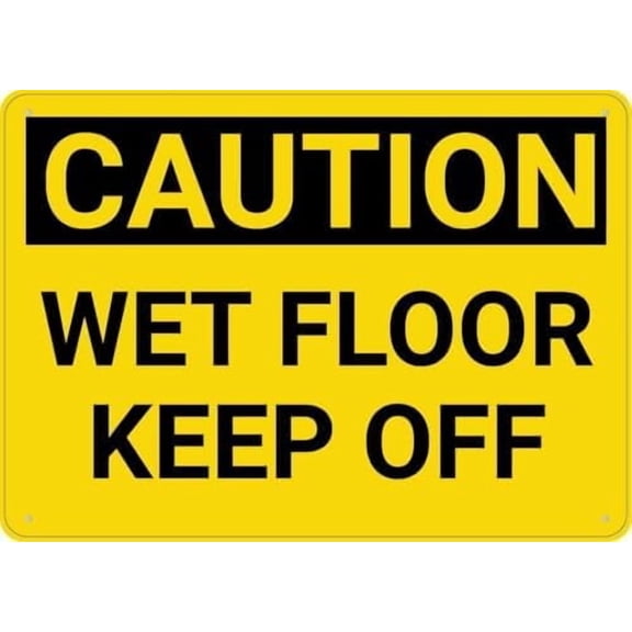 Warning Sign - Caution Wet Floor Keep Off, Rustproof Aluminum Metal Sign with Multicolor Design, Durable Metal Warning Sign for Garage, Warehouse, Industrial Decor Wet Floors, 12X8 Inch