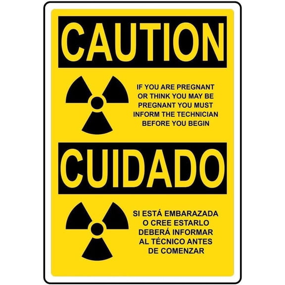 Warning Sign - Caution You are Pregnant Or Think May Be (Bilingual), Aluminum Rust-Proof Sign for Medical Facilities, Hospitals, 12x8 inch