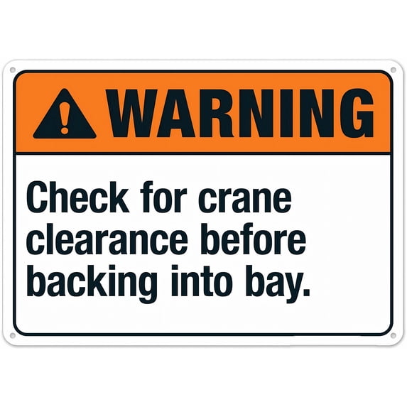 Warning Sign Check for Crane Clearance Before Backing Into Bay - 8
