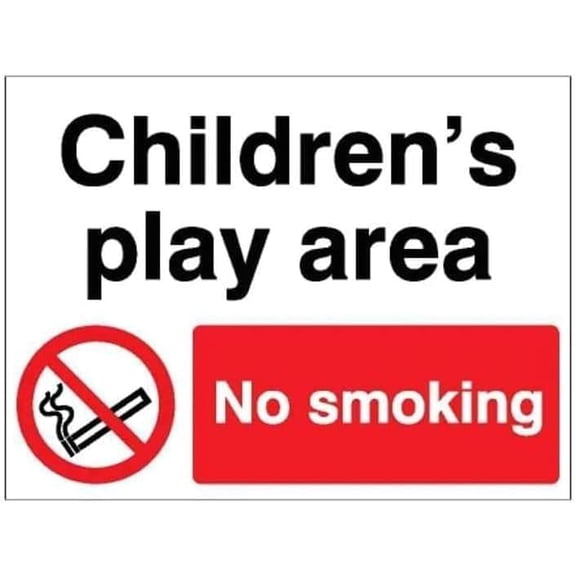 Warning Sign - Children's Play Area No Smoking Prohibition, Metal Tin Sign, for Industrial, Commercial Areas, 12X8 Inch