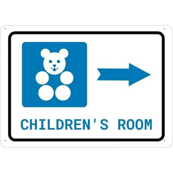Warning Sign - Children's Room Right Arrow, Rust Free Aluminum Metal Sign, Indoor Outdoor Use, 12X8 Inch