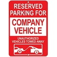 thumbnail image 1 of Warning Sign Company Vehicle Reserved Parking Unauthorized Vehicles Towed Sign Business Sign 12X8 Inches Metal Tin Sign, 1 of 4