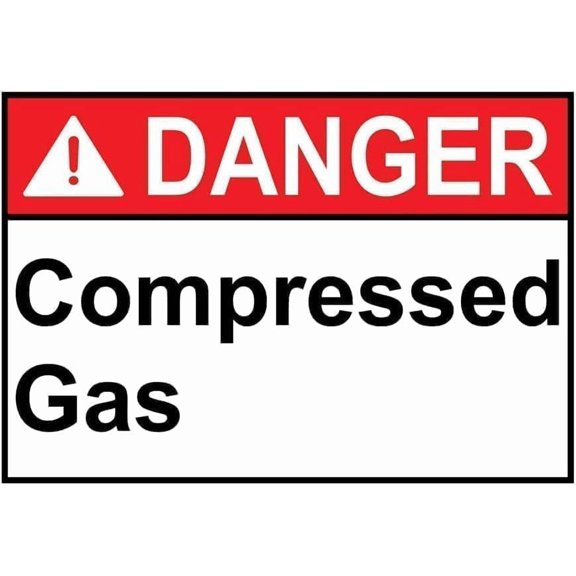 Warning Sign - Compressed Gas Danger, Caution Sign, Durable Metal Warning Sign, for Garage, Warehouse, Industrial Decor, Warns of Compressed Gas Dangers, 12X8 Inch