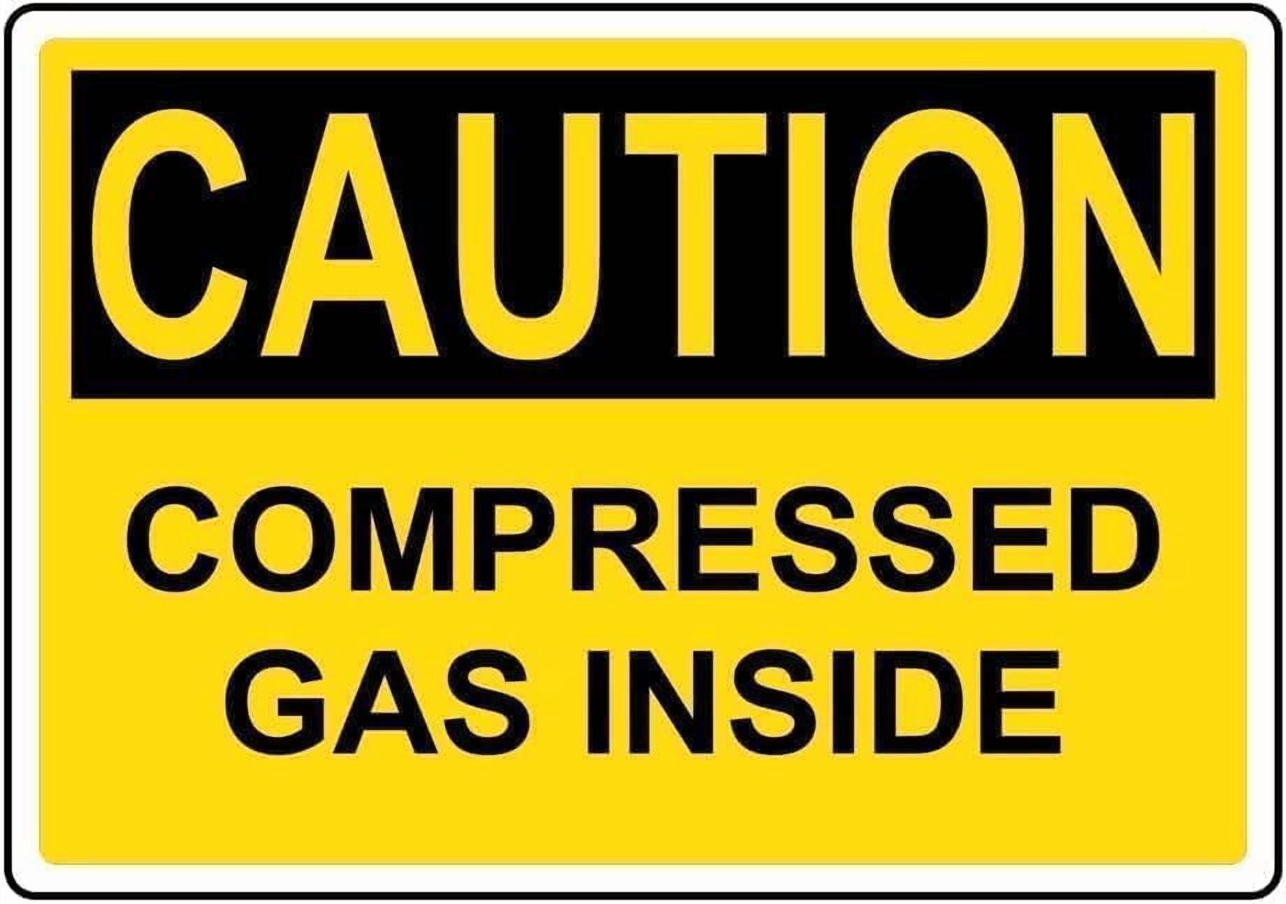 Warning Sign - Compressed Gas Inside, Caution Sign, Durable Metal ...