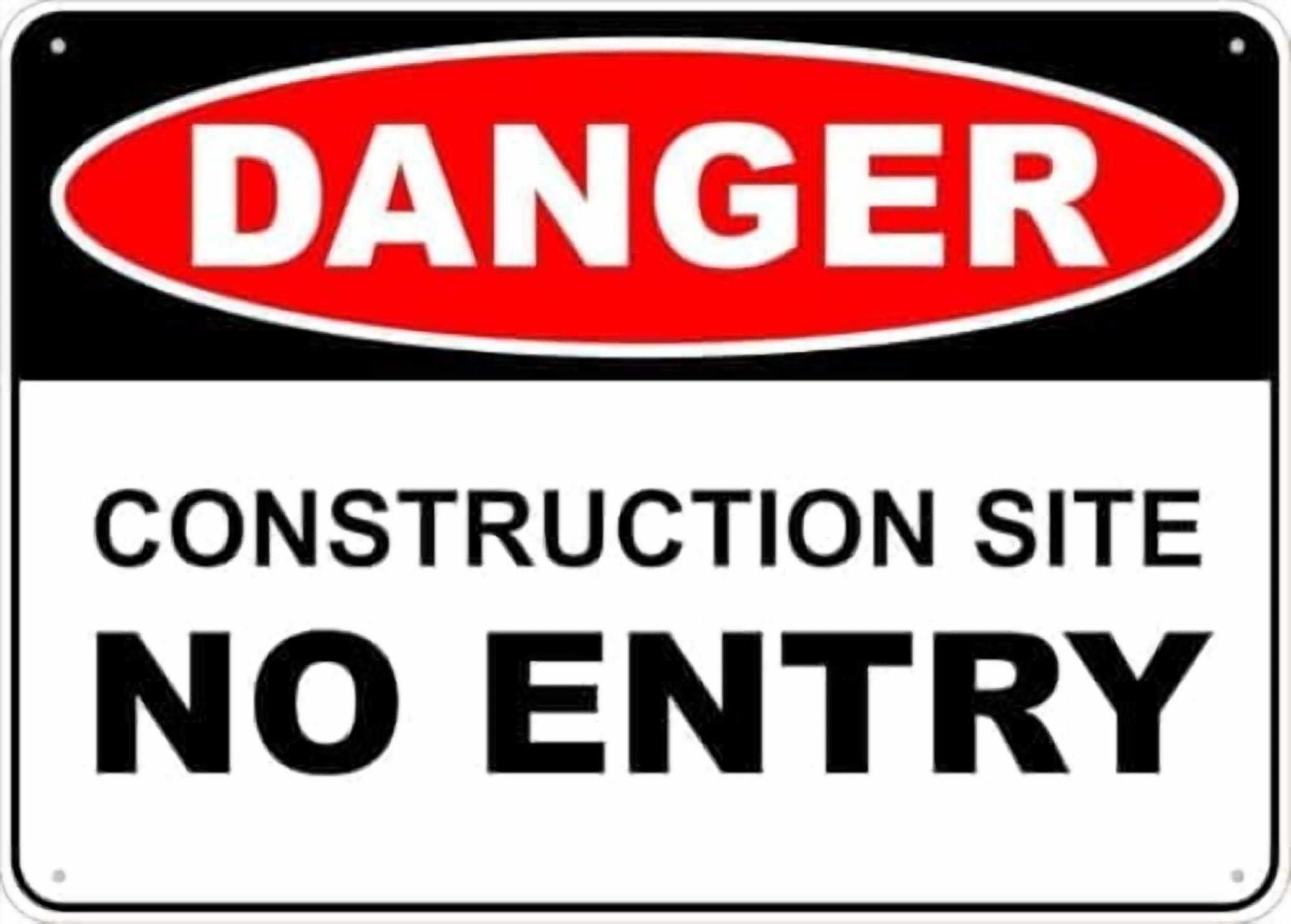 Sign 2756 Warning Sign - Construction Site No Entry, Warning Tin Sign, for Home ...
