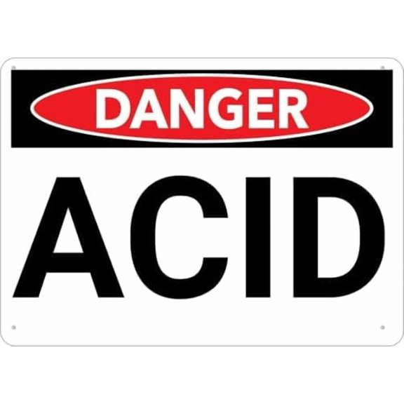 Warning Sign - Danger Acid Warning, Rust Free Aluminum Metal Sign, Easy to Mount, Weather Resistant, for Fence, 12X8 Inch