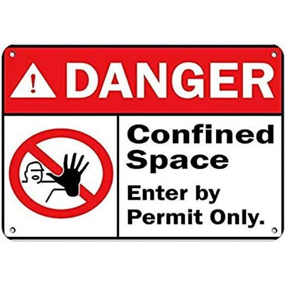 Warning Sign Danger Confined Space Enter by Permit Only. Danger Signs Sign Business Sign 12X8 Inches Metal Tin Sign