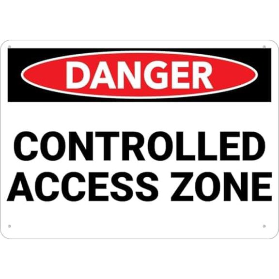 Warning Sign - Danger Controlled Access Zone, Rust Free Aluminum Metal Sign, Durable Outdoor Use, for Home, 12X8 Inch
