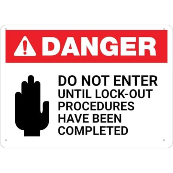 Warning Sign - Danger Do Not Enter Lockout Procedures, for House, Business, Durable Metal Warning Sign, for Garage, Warehouse, 12X8 Inch