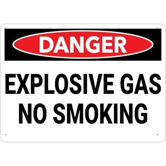 Warning Sign - Danger Explosive Gas No Smoking, Outdoor Aluminum Sign, Ink for House, Business, 12X8 Inch