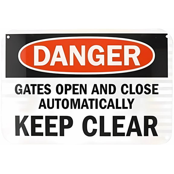 Warning Sign - Danger Gates Open and Close Automatically, 8"x12" Vintage Metal Tin Safety Sign, for Home, Office, Kitchen, Bar, Garden, Farmhouse Decor
