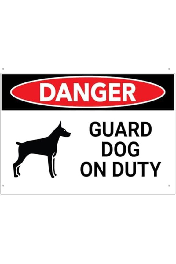 Warning Sign - Danger Guard Dog On Duty, Rust Free Aluminum Metal Sign, Easy to Mount, Weather Resistant, for Fence, 12X8 Inch