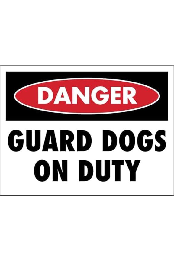 Warning Sign - Danger Guard Dogs On Duty, Metal Tin Sign, Caution Notice, for Yard, Office, Outdoor Indoor Safety, 12X8 Inch