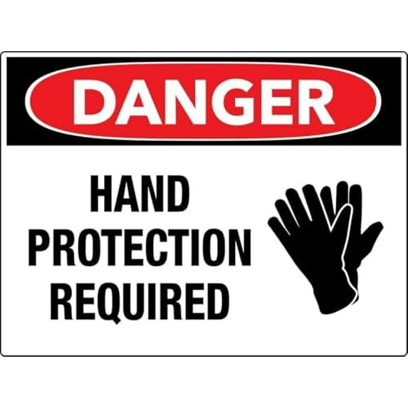 Warning Sign: Danger - Hand Required Required, Metal Sign; Notice for Work, Home 12x8 inch