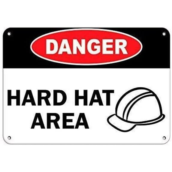Warning Sign Danger Hard Hat Area Style 1 Hazard Sign Danger Signs Sign Business Sign 12X8 Inches Metal Tin Sign