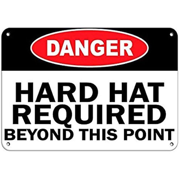 Warning Sign Danger Hard Hat Required Beyond This Point Danger Signs Sign Business Sign 12X8 Inches Metal Tin Sign