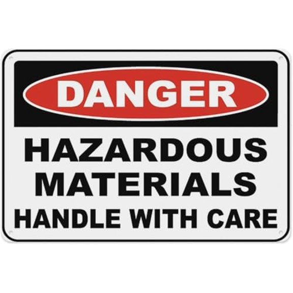 Warning Sign - Danger Hazardous Materials, Warning Metal Sign, Vintage Wall Decor, for Home, Farm, Bar, Coffee Shop, Club, 12X8 Inch