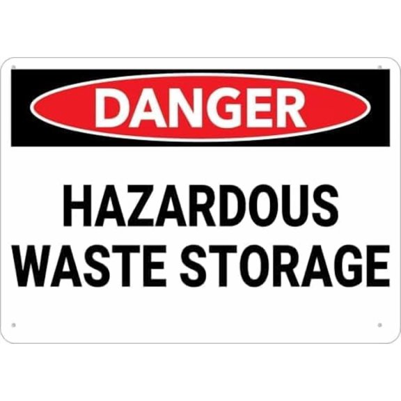 Warning Sign - Danger Hazardous Waste Storage, Rust Free Aluminum Metal Sign, Durable Outdoor Use, for Home, 12X8 Inch