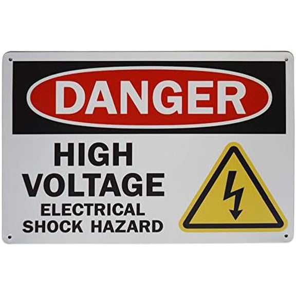 Warning Sign"Danger - High Voltage, Electrical Shock Hazard" in The Public Place Triangle Hazard Warning 8X12 Inch