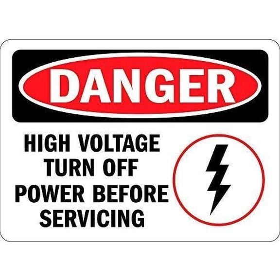 Warning Sign Danger High Voltage Turn Off Power Before Servicing Sign Business Sign 12X8 Inches Metal Tin Sign