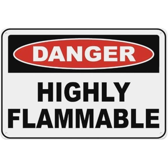 Warning Sign - Danger Highly Flammable, Warning Metal Sign, Vintage Wall Decor, for Home, Farm, Bar, Coffee Shop, Club, 12X8 Inch