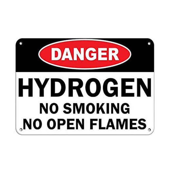 Warning Sign Danger Hydrogen No Smoking No Open Flames Flammable Road Sign Business Metal Sign (Aluminum) Size: 12 x 16 inch