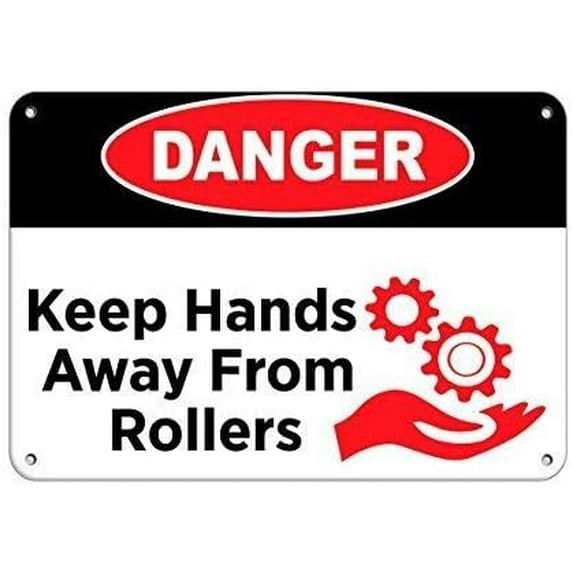 Warning Sign Danger Keep Hands Away from Rollers Machine Hazard Signs Sign Business Sign 12X8 Inches Metal Tin Sign