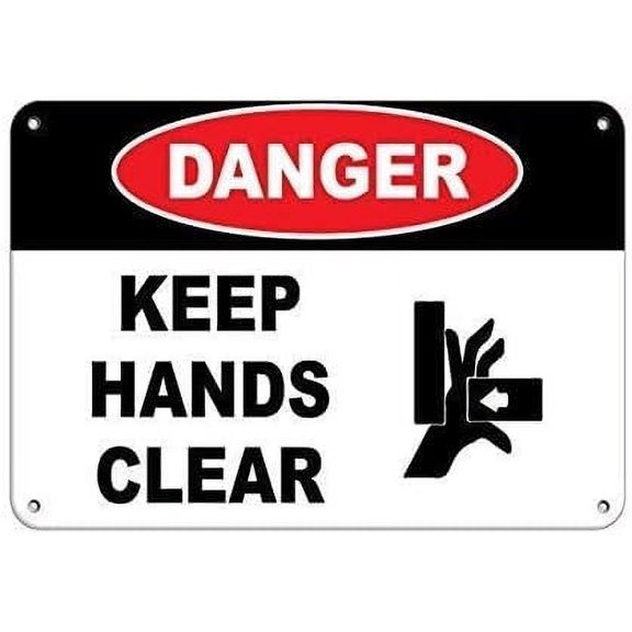 Warning Sign Danger Keep Hands Clear Hazard Sign Hazard Labels Sign Business Sign 12X8 Inches Metal Tin Sign