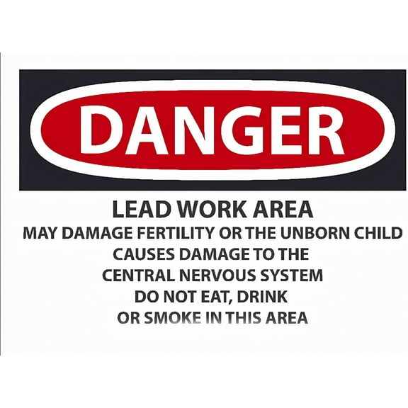 Warning Sign Danger Lead Work Area - 8"x12" Vinyl Alert Sign for Construction Renovation Sites