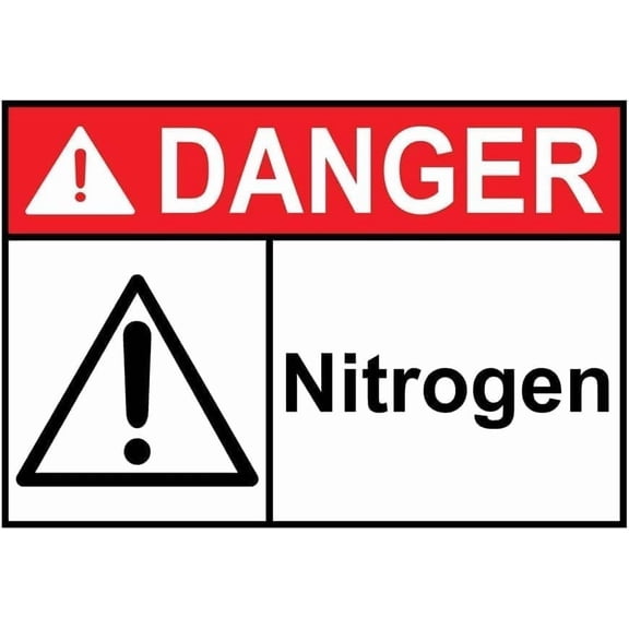 Warning Sign - Danger Nitrogen, Gas Pipe Warning Metal Tin Sign, Fits Gas Storage Areas, Industrial Sites Using Nitrogen to Warn of Gas-Related Hazards, 12X8 Inch