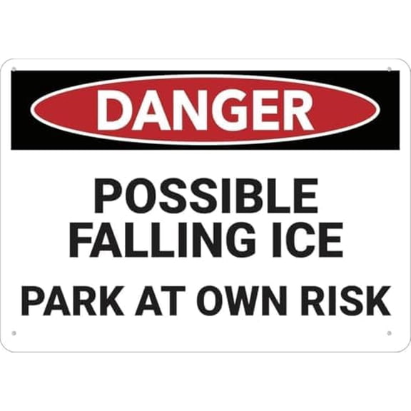 Warning Sign - Danger Possible Falling Ice Parking for House, Premium Aluminum Yard Sign, Sun-Proof and Rust-Free, Suitable for Parking Lots and Other Areas of House Where Ice May Fall, 12X8 Inch