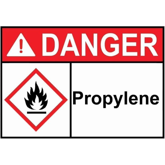 Warning Sign - Danger Propylene with Ghs Symbol, Substance Warning Metal Tin Sign, Fits Industrial Sites, Labs Storing Propylene to Communicate Substance Hazards Via Ghs Standards, 12X8 in
