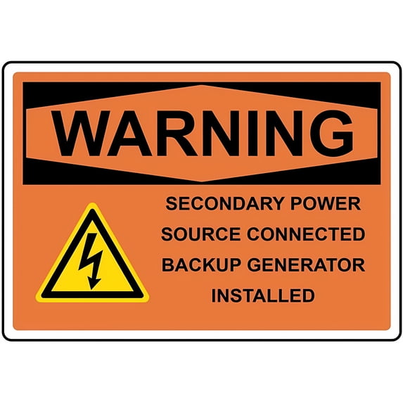 Source Warning Sign Warning Sign - Danger Secondary Power Source, 8