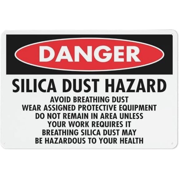 Warning Sign - Danger Silica Hazard Avoid Breathing, Rust Free Aluminum Sign, Weather Resistant, Easy to Mount, Durable, for Residence Gates, Garden, Restaurants, Garage, 12X8 Inch