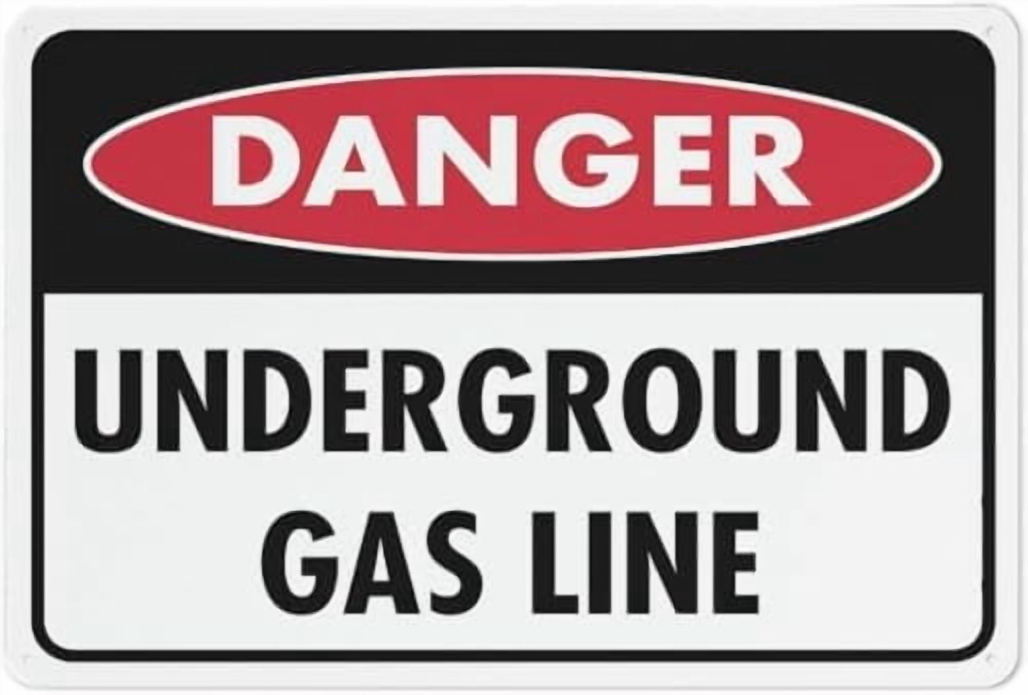 Warning Sign: Danger Underground Gas Line, Funny Metal Aluminum Rust ...