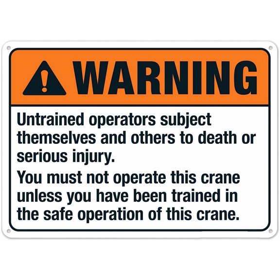 Warning Sign Danger Untrained Operators Risk Death - 12×8 Inches, Metal Safety, Industrial Facilities Heavy Machinery Zones Decor