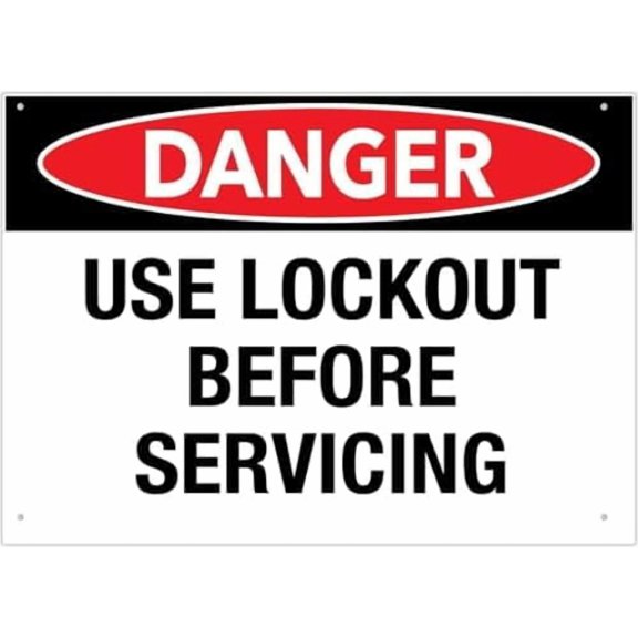 Warning Sign - Danger Use Lockout, Durable Metal Warning Sign, for House, Business, Garage, Warehouse, Industrial Decor, 12X8 Inch