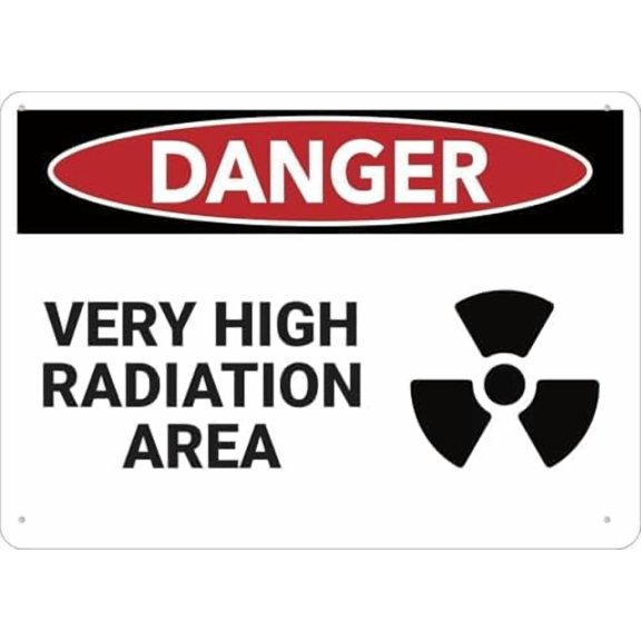 Warning Sign - Danger Very High Radiation Area, Rust Free Aluminum Sign, Durable Up to 7 Years Outdoor, for Home, 12X8 Inch
